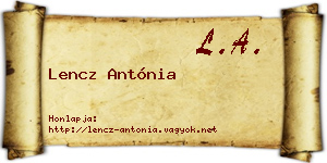 Lencz Antónia névjegykártya